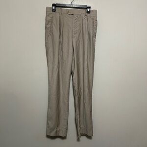 Zanetti Men's Dress Pants 31X30 Khaki Tan 100% Wool Slacks Casual Business Work
